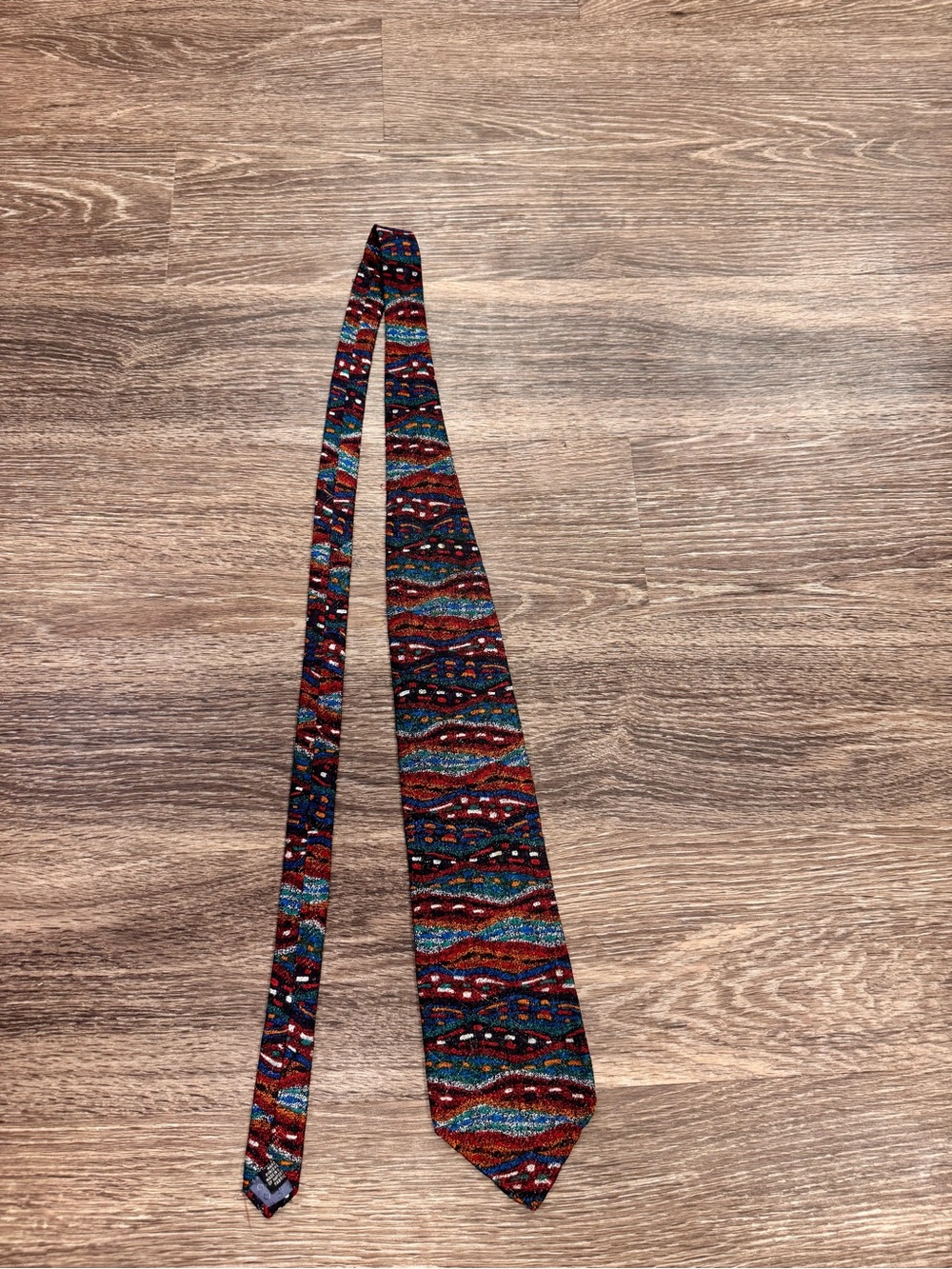 Vintage COOGI Australia Silk Tie Multicolor Sweater Knit Pattern 90s
